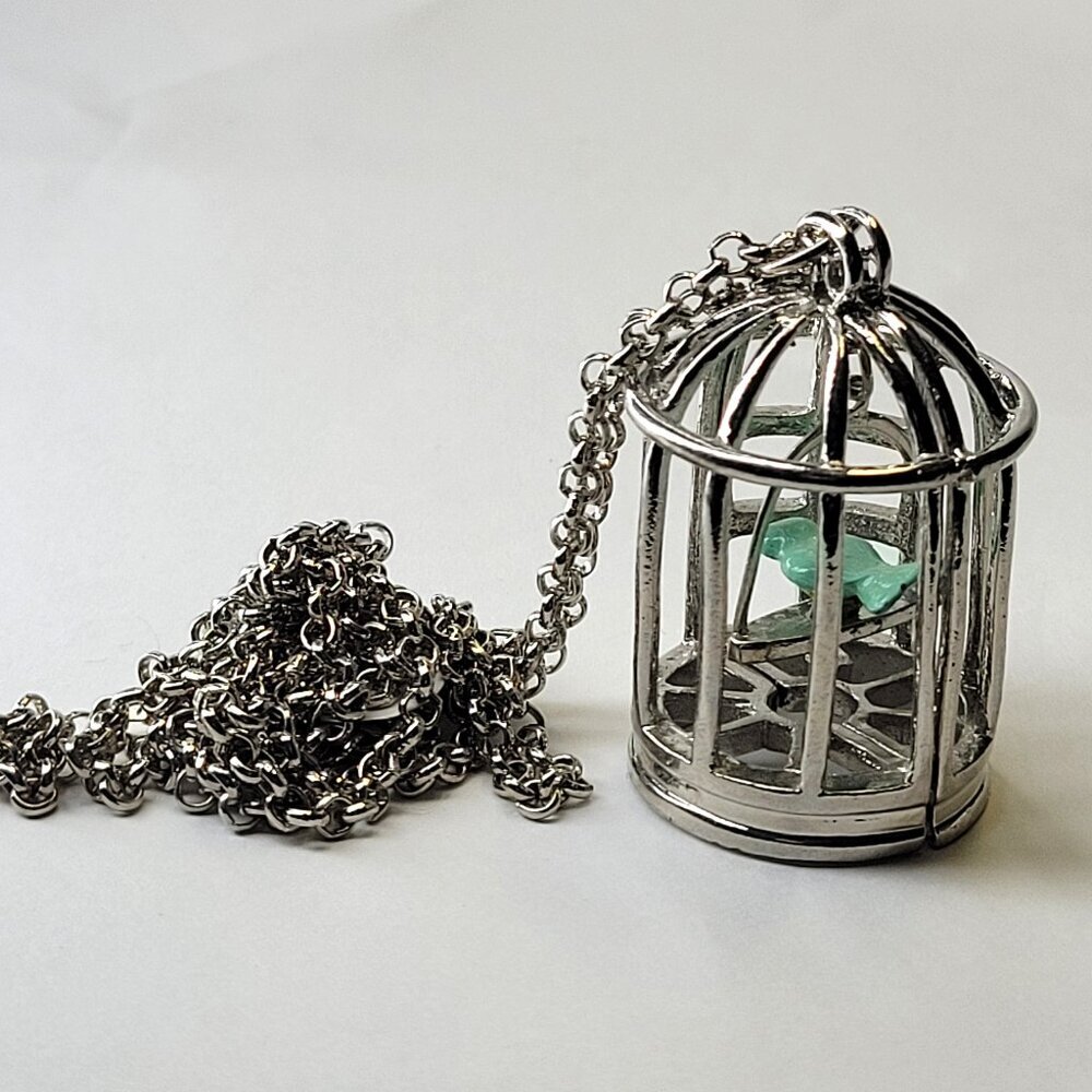Bird In A Cage Pendant Necklace